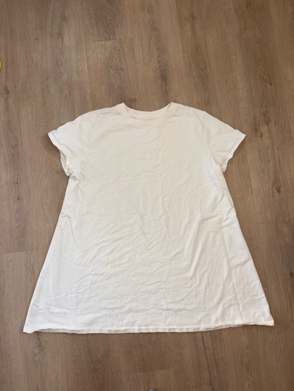 Women's White Midi T-Shirt Dress with Crew Neck